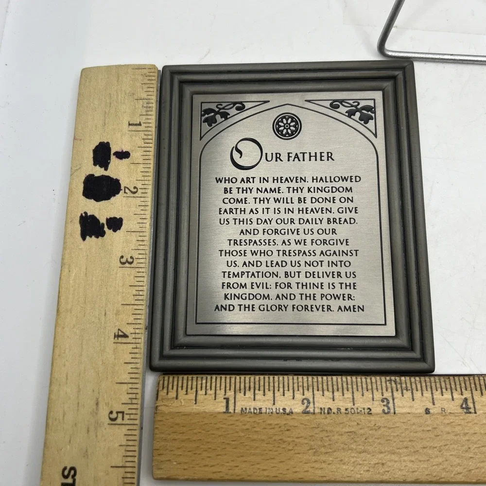 Vintage The Lord's Prayer Metal Plaque with stand by Russ Berrie (Harvest Moon)